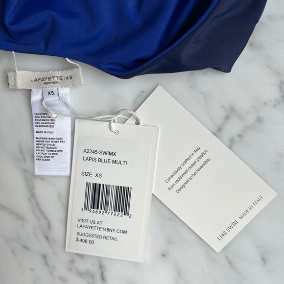 LAFAYETTE 148 Braided Strap Reversible One-piece Swimsuit In Lapis Blue, XS, NEW - Picture 5 of 6